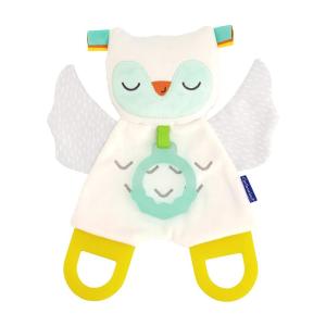 image:imageInfantino Glowinthe Dark Cuddly Teether  Owl Soft Toy with 3 Textured Teethers Fiddle Flags Crinkle Sounds Soft Material On the Go Toy