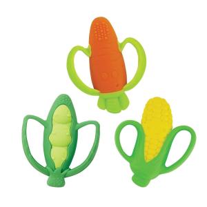 image:imageInfantino Lil Nibbles Textured Silicone Teether BPAFree Baby Teething Toy Soft Easy to Hold Sensory Stimulation for Infants BroccoliCarrot  Corn  Peas