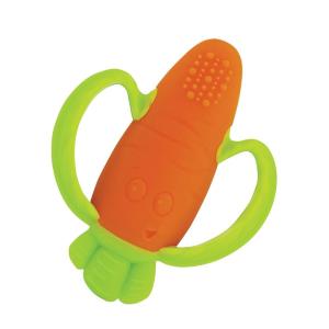 image:imageInfantino Lil Nibbles Textured Silicone Teether BPAFree Baby Teething Toy Soft Easy to Hold Sensory Stimulation for Infants BroccoliCarrot