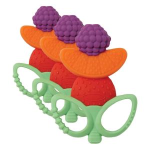 image:imageInfantino Lil Nibbles Textured Silicone Teether BPAFree Baby Teething Toy Soft Easy to Hold Sensory Stimulation for Infants Fruit Kabob3 Piece Set Pack of 3