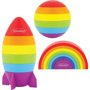 image:imageInfantino Imagination Stackers Playset Rainbow Stacker Rocket Stacker Ball Stacker for Babies 12M 3Style Set 19 PiecesRainbow  Rocket  Ball