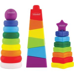 image:imageInfantino Imagination Stackers Playset Rainbow Stacker Rocket Stacker Ball Stacker for Babies 12M 3Style Set 19 PiecesStar  Square  Ring
