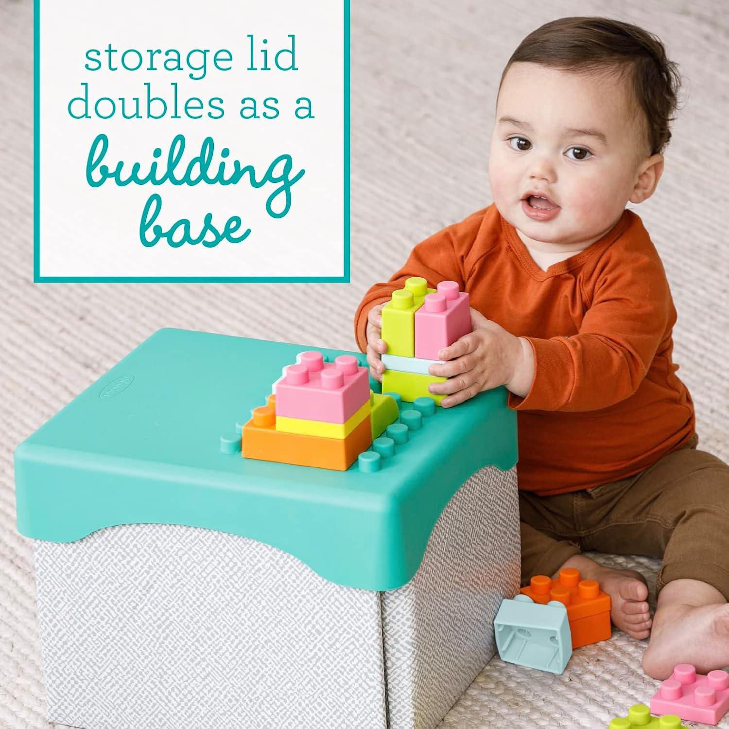 image:imageInfantino Super Soft 1st Building Blocks Activity Station EasytoHold for Babies amp Toddlers BPAFree MultiColored 22Piece Set with Storage Box and Mat