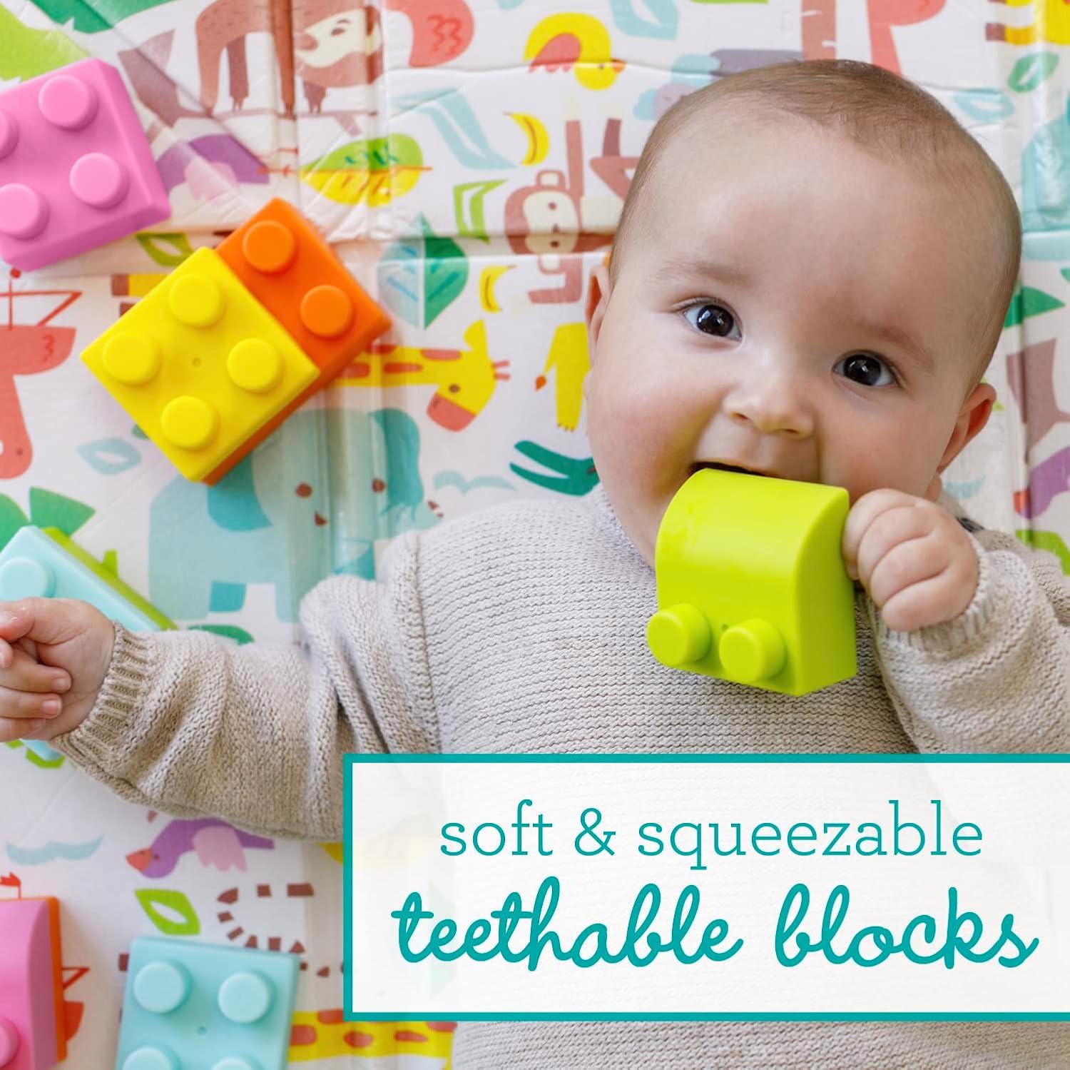 image:imageInfantino Super Soft 1st Building Blocks Activity Station EasytoHold for Babies amp Toddlers BPAFree MultiColored 22Piece Set with Storage Box and Mat