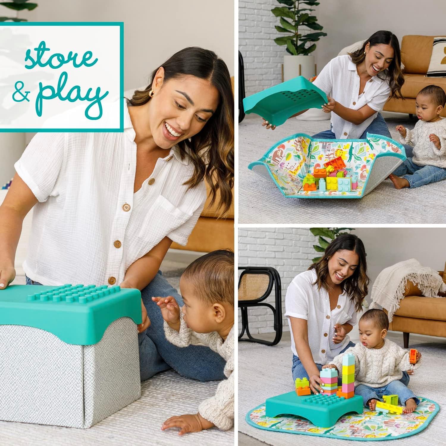 image:imageInfantino Super Soft 1st Building Blocks Activity Station EasytoHold for Babies amp Toddlers BPAFree MultiColored 22Piece Set with Storage Box and Mat