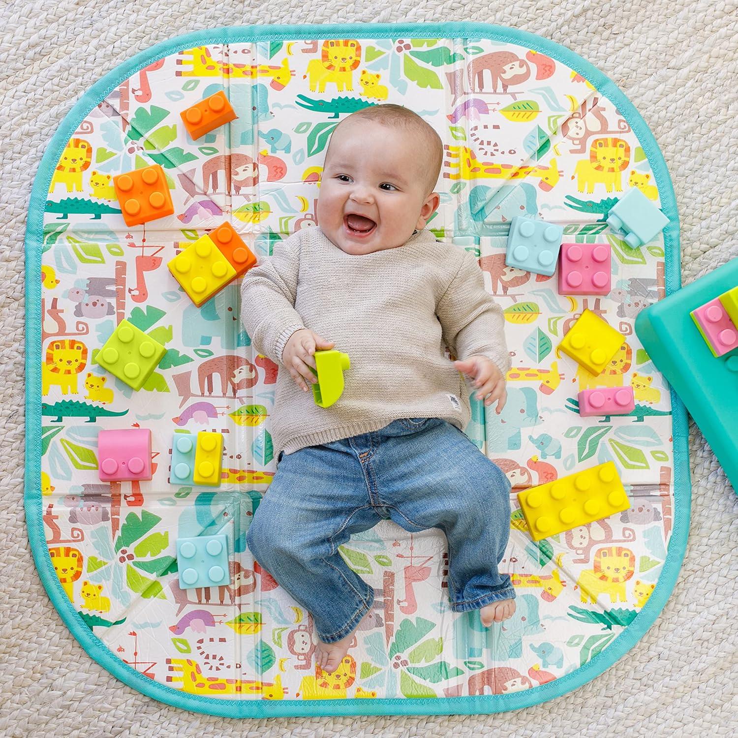 image:imageInfantino Super Soft 1st Building Blocks Activity Station EasytoHold for Babies amp Toddlers BPAFree MultiColored 22Piece Set with Storage Box and Mat