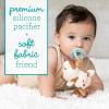 image:imageInfantino Snuggle amp Soothe PaciPal  Soft Fabric Pacifier Pal with Premium Silicone Pacifier for Babys Comfort and SelfSoothe CowMulticolor
