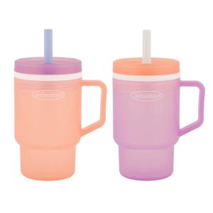 image:imageInfantino My 1st Tumbler 10 Oz Durable Plastic Sippy Cup with Straw amp Handle SpillResistant for OnTheGo BPAFree Transition Baby Cup Moody BlueSeashell  Lavender