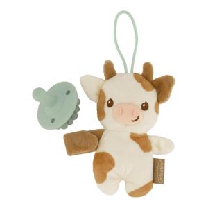image:imageInfantino Snuggle amp Soothe PaciPal  Soft Fabric Pacifier Pal with Premium Silicone Pacifier for Babys Comfort and SelfSoothe CowMulticolor