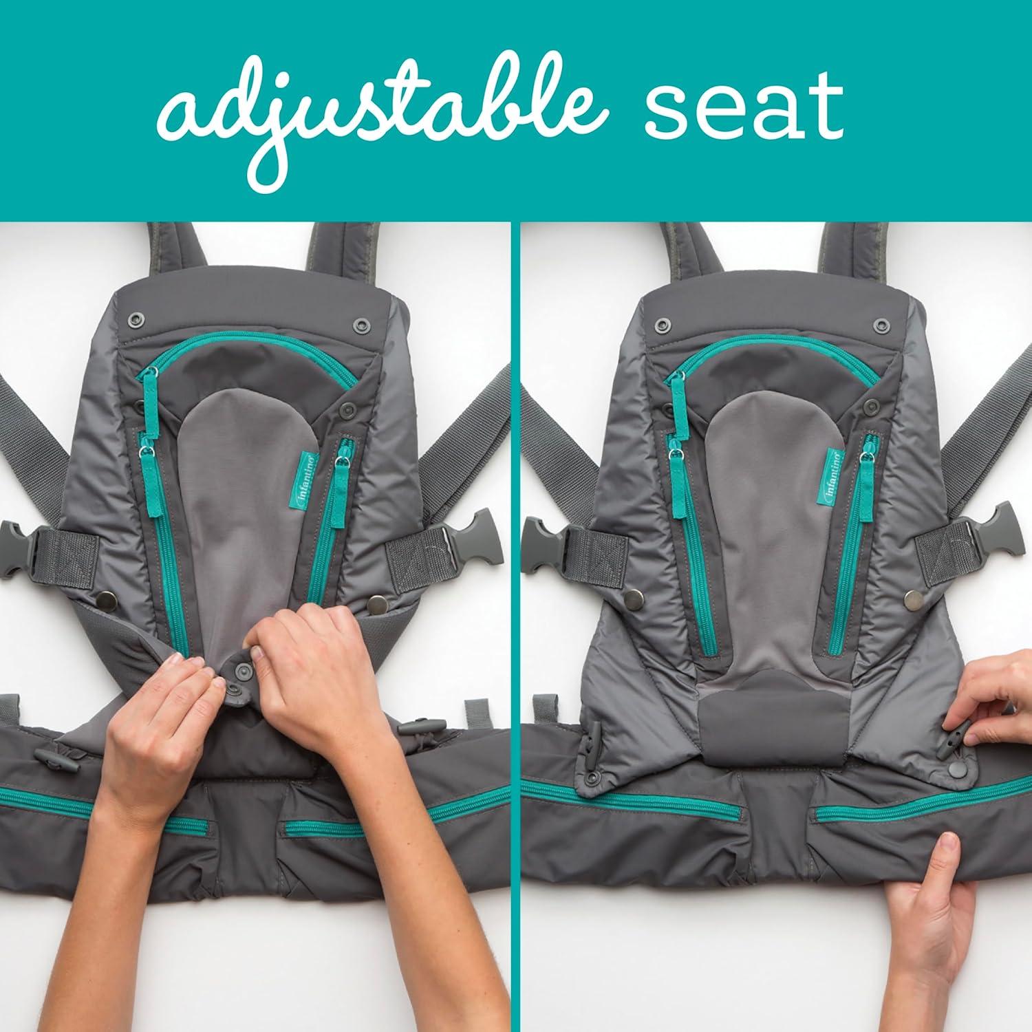 image:imageInfantino Carry On Baby Carrier Ergonomic MultiPocket Baby Carrier for Newborn to Toddler 840 lbs with Padded Straps Lumbar Belt Storage Registry Essential GrayGray