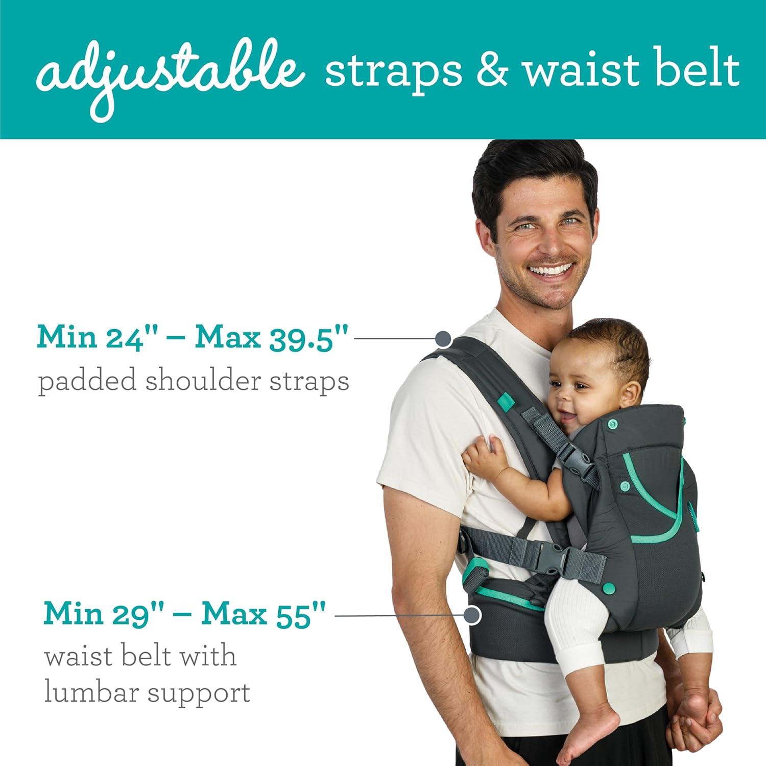 image:imageInfantino Carry On Baby Carrier Ergonomic MultiPocket Baby Carrier for Newborn to Toddler 840 lbs with Padded Straps Lumbar Belt Storage Registry Essential GrayGray  New Version