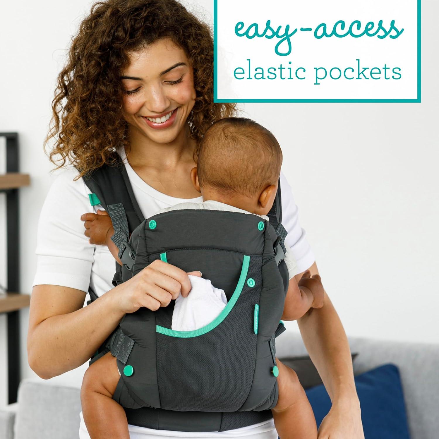 image:imageInfantino Carry On Baby Carrier Ergonomic MultiPocket Baby Carrier for Newborn to Toddler 840 lbs with Padded Straps Lumbar Belt Storage Registry Essential GrayGray  New Version