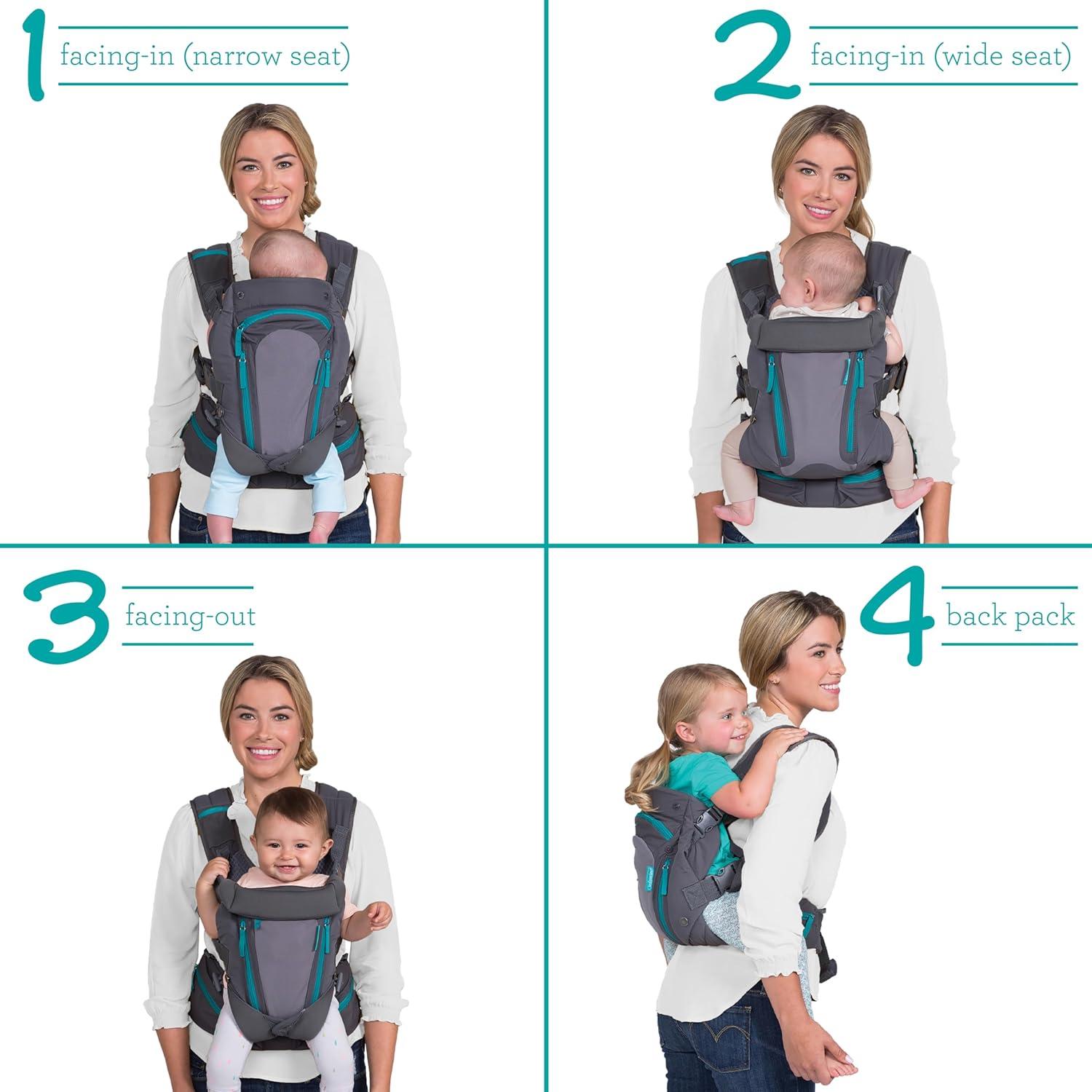image:imageInfantino Carry On Baby Carrier Ergonomic MultiPocket Baby Carrier for Newborn to Toddler 840 lbs with Padded Straps Lumbar Belt Storage Registry Essential GrayGray