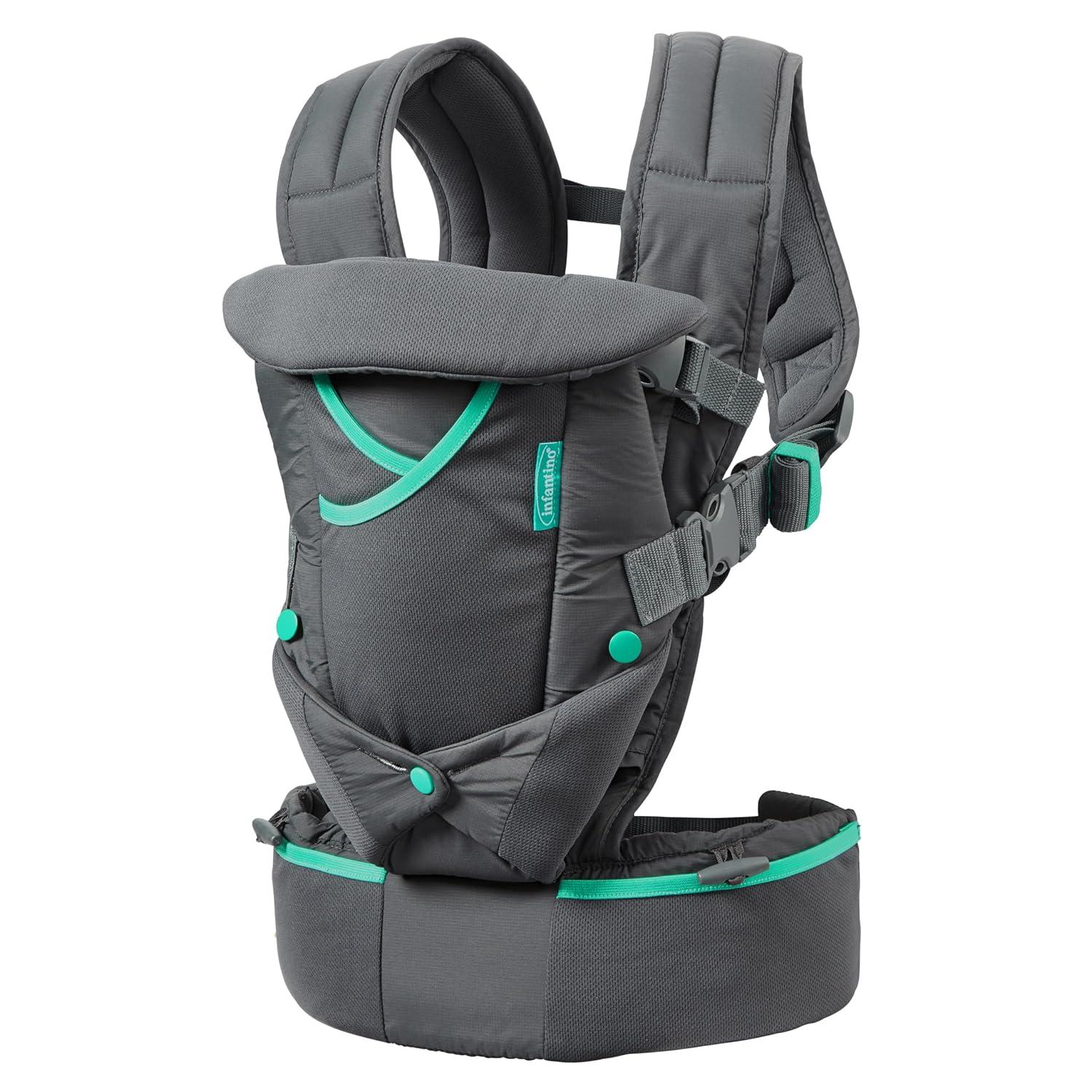 image:imageInfantino Carry On Baby Carrier Ergonomic MultiPocket Baby Carrier for Newborn to Toddler 840 lbs with Padded Straps Lumbar Belt Storage Registry Essential GrayGray  New Version
