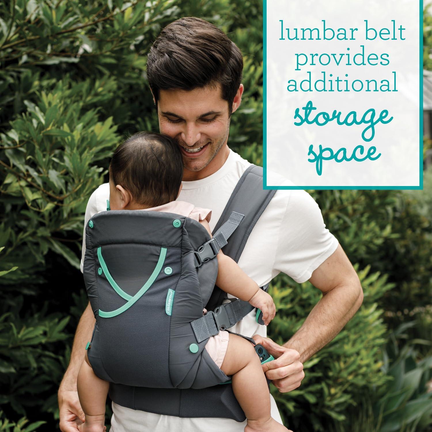 image:imageInfantino Carry On Baby Carrier Ergonomic MultiPocket Baby Carrier for Newborn to Toddler 840 lbs with Padded Straps Lumbar Belt Storage Registry Essential GrayGray  New Version