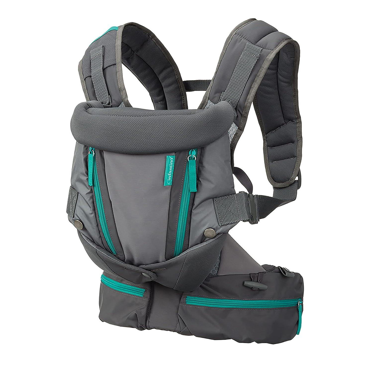 image:imageInfantino Carry On Baby Carrier Ergonomic MultiPocket Baby Carrier for Newborn to Toddler 840 lbs with Padded Straps Lumbar Belt Storage Registry Essential GrayGray