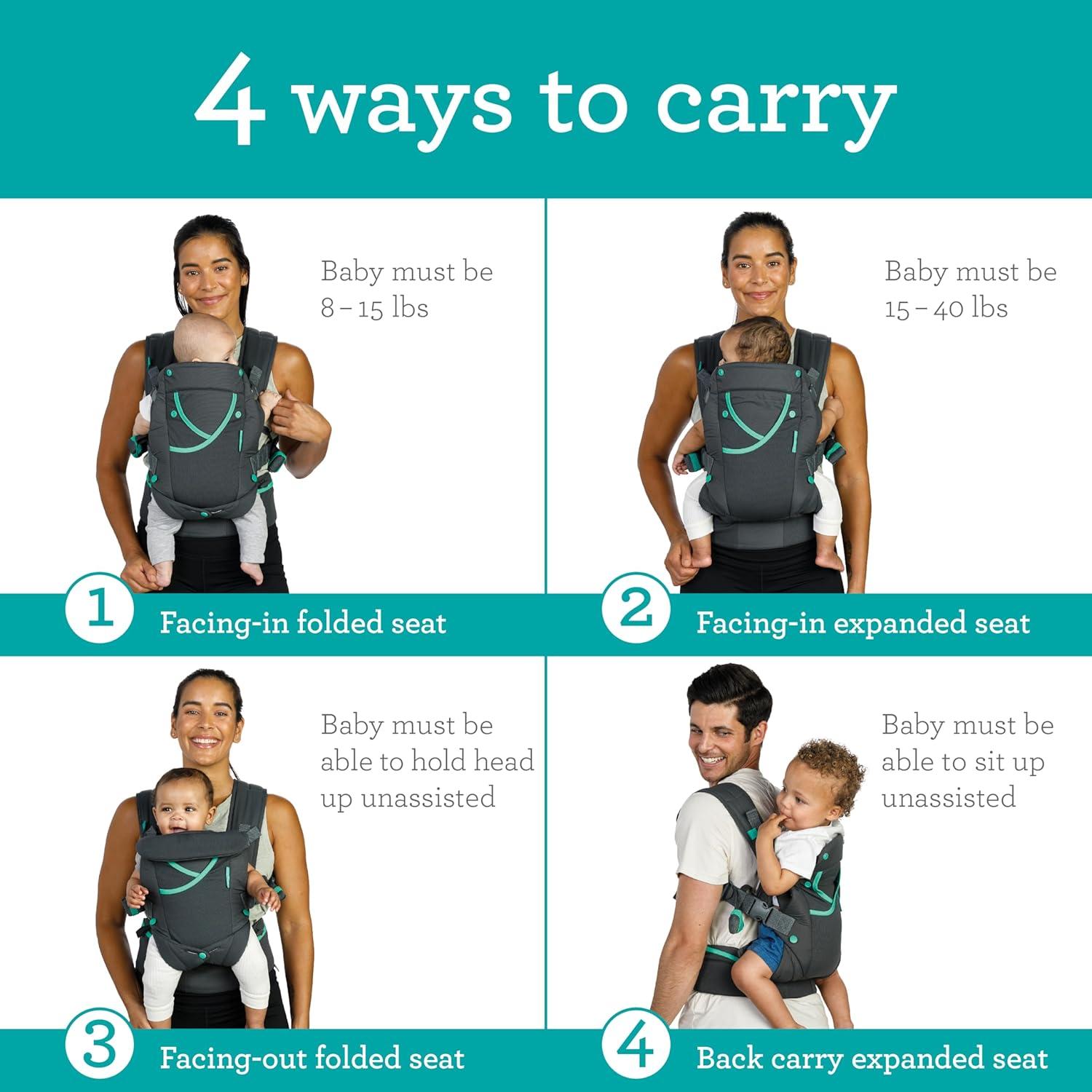 image:imageInfantino Carry On Baby Carrier Ergonomic MultiPocket Baby Carrier for Newborn to Toddler 840 lbs with Padded Straps Lumbar Belt Storage Registry Essential GrayGray  New Version