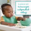 image:imageInfantino Baby Led Weaning Kit 5Piece Essentials Set  Includes Silicone Bib Suction Bowl Training Cup amp Spoons BPAFree amp TopRack Dishwasher Safe Cream amp Spearmint