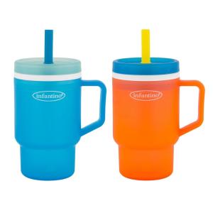 image:imageInfantino My 1st Tumbler 10 Oz Durable Plastic Sippy Cup with Silicone LeakResistant Straw amp Handle for OntheGo BPAFree Transition Cup Cool Breeze amp Lemon Rizz 2PackHigh Tide and Citrus Splash