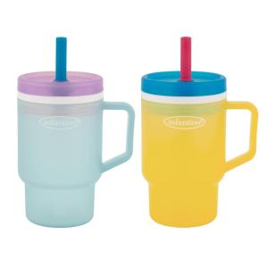 image:imageInfantino My 1st Tumbler 10 Oz Durable Plastic Sippy Cup with Silicone LeakResistant Straw amp Handle for OntheGo BPAFree Transition Cup Cool Breeze amp Lemon Rizz 2PackCool Breeze  Lemon Rizz