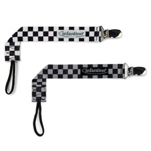 image:imageBooginHead by Infantino PaciGrip 2Pack Pacifier Clips  Universal Fit Gentle on Clothes Keeps Pacifiers Clean amp Close Ages 036 Months Black Grey and White SkaterBlack Checkered 2Pack