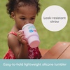 image:imageInfantino My 1st Tumbler 9 Oz Silicone Sippy Cup with Straw amp Handle SpillResistant Baby Cup for OntheGo BPAFree Transition Bottle Blue StarsCherry