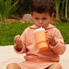 image:imageInfantino My 1st Tumbler 9 Oz Silicone Sippy Cup with Straw amp Handle SpillResistant Baby Cup for OntheGo BPAFree Transition Bottle Blue StarsCreamsicle