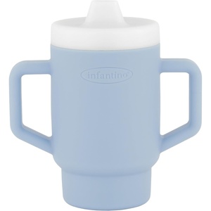 image:imageInfantino My 1st Tumbler 9 Oz Silicone Sippy Cup with Straw amp Handle SpillResistant Baby Cup for OntheGo BPAFree Transition Bottle Blue StarsClarity