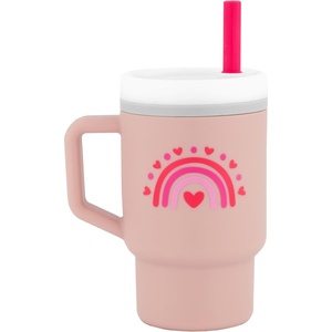 image:imageInfantino My 1st Tumbler 9 Oz Silicone Sippy Cup with Straw amp Handle SpillResistant Baby Cup for OntheGo BPAFree Transition Bottle Blue StarsPink Hearts